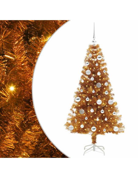 Albero di Natale con 150 LED con supporto Oro 150 cm PET