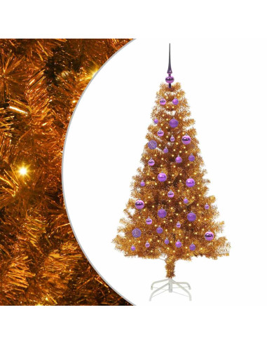 Albero di Natale con 150 LED con supporto Oro 150 cm PET