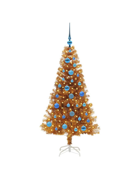 Albero di Natale con 150 LED con supporto Oro 150 cm PET