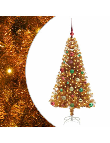 Albero di Natale con 150 LED con supporto Oro 150 cm PET