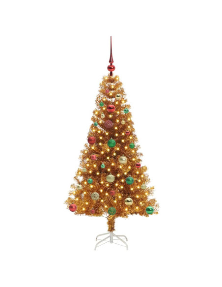 Albero di Natale con 150 LED con supporto Oro 150 cm PET