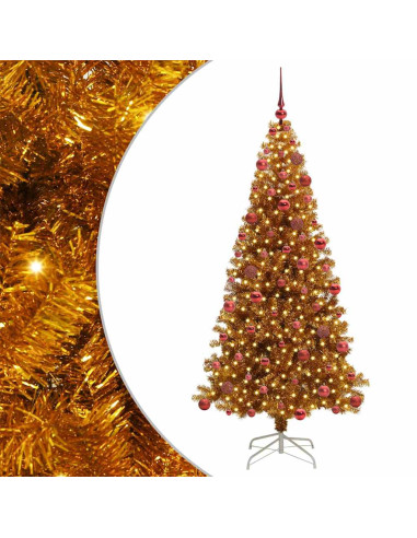 Albero di Natale con 300 LED con supporto Oro 180 cm PET
