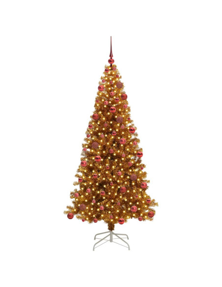 Albero di Natale con 300 LED con supporto Oro 180 cm PET
