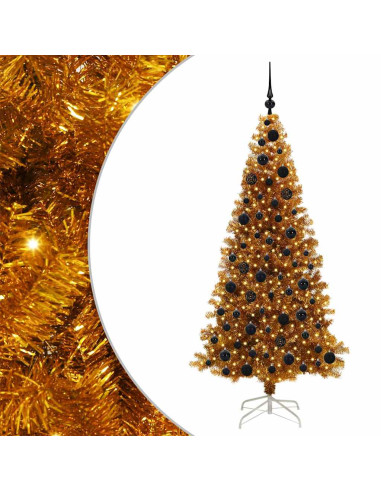 Albero di Natale con 300 LED con supporto Oro 180 cm PET
