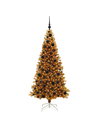 Albero di Natale con 300 LED con supporto Oro 180 cm PET