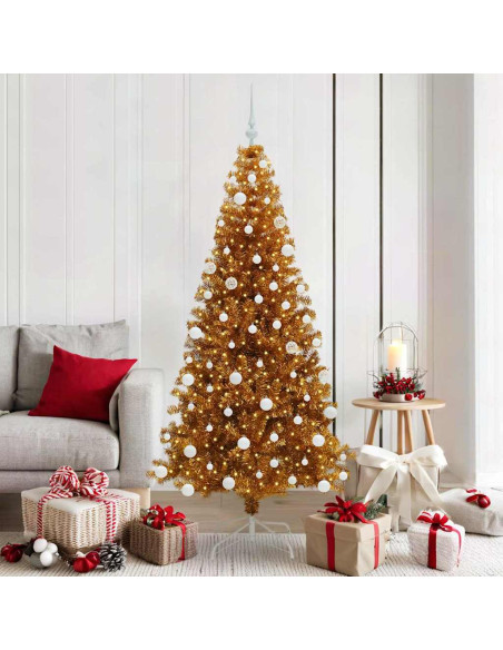Albero di Natale con 300 LED con supporto Oro 180 cm PET