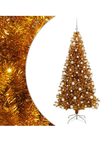 Albero di Natale con 300 LED con supporto Oro 180 cm PET