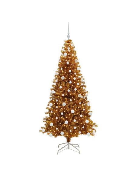 Albero di Natale con 300 LED con supporto Oro 180 cm PET