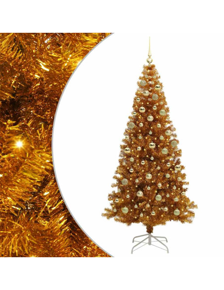Albero di Natale con 300 LED con supporto Oro 180 cm PET