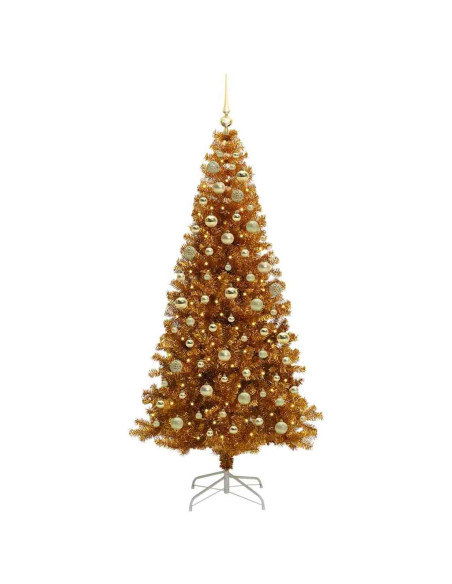 Albero di Natale con 300 LED con supporto Oro 180 cm PET