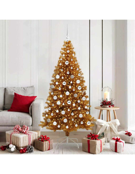 Albero di Natale con 300 LED con supporto Oro 180 cm PET