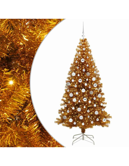 Albero di Natale con 300 LED con supporto Oro 180 cm PET