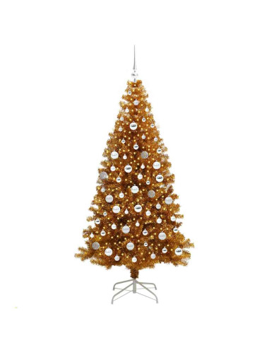 Albero di Natale con 300 LED con supporto Oro 180 cm PET