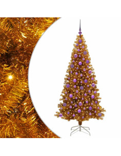 Albero di Natale con 300 LED con supporto Oro 180 cm PET 2