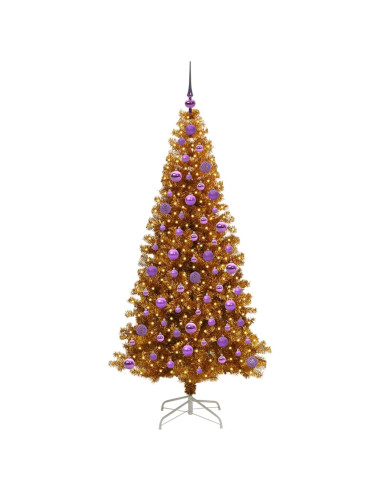 Albero di Natale con 300 LED con supporto Oro 180 cm PET