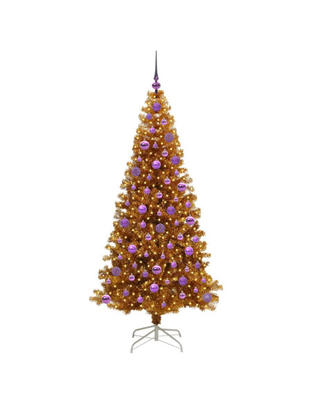Albero di Natale con 300 LED con supporto Oro 180 cm PET