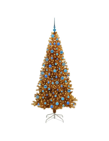 Albero di Natale con 300 LED con supporto Oro 180 cm PET