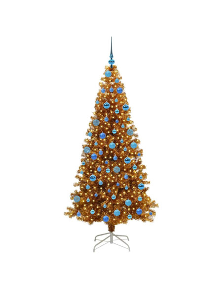 Albero di Natale con 300 LED con supporto Oro 180 cm PET