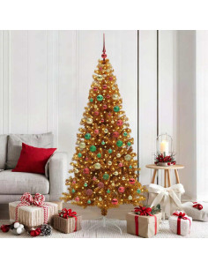 Albero di Natale con 300 LED con supporto Oro 180 cm PET 2