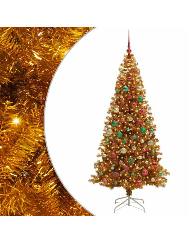 Albero di Natale con 300 LED con supporto Oro 180 cm PET