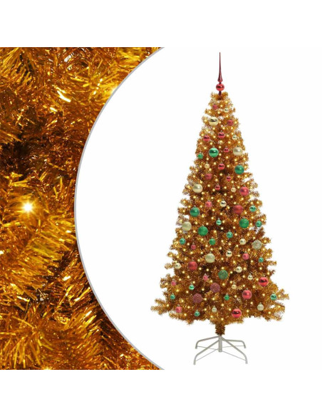 Albero di Natale con 300 LED con supporto Oro 180 cm PET