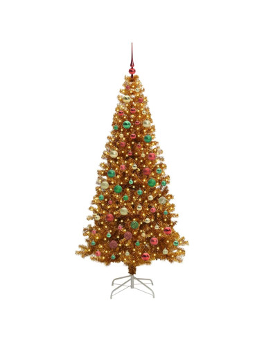 Albero di Natale con 300 LED con supporto Oro 180 cm PET