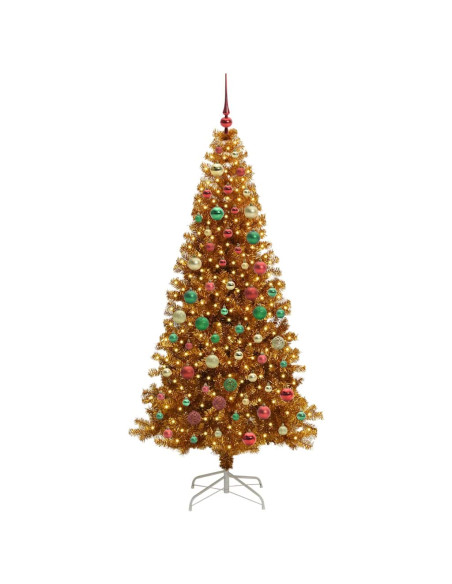 Albero di Natale con 300 LED con supporto Oro 180 cm PET