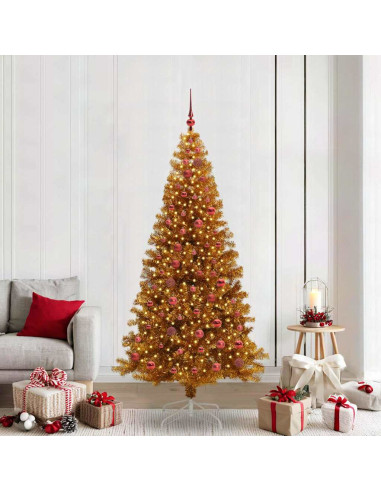 Albero di Natale con 300 LED con supporto Oro 210 cm PET