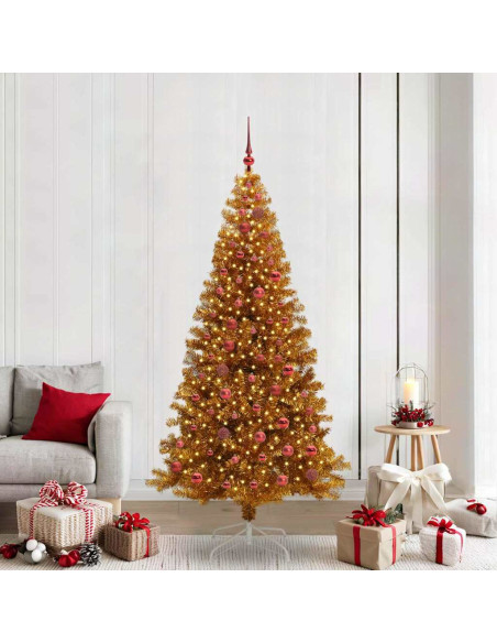 Albero di Natale con 300 LED con supporto Oro 210 cm PET