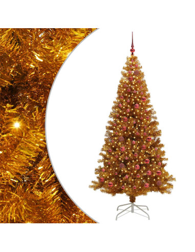 Albero di Natale con 300 LED con supporto Oro 210 cm PET
