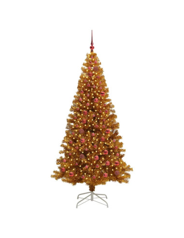 Albero di Natale con 300 LED con supporto Oro 210 cm PET
