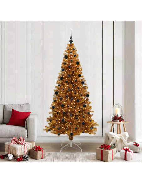 Albero di Natale con 300 LED con supporto Oro 210 cm PET