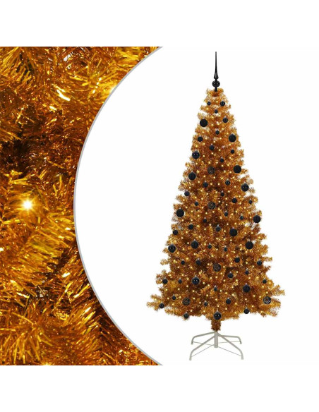 Albero di Natale con 300 LED con supporto Oro 210 cm PET