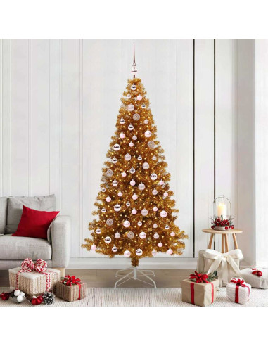 Albero di Natale con 300 LED con supporto Oro 210 cm PET