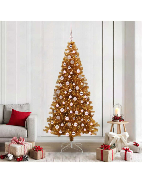 Albero di Natale con 300 LED con supporto Oro 210 cm PET