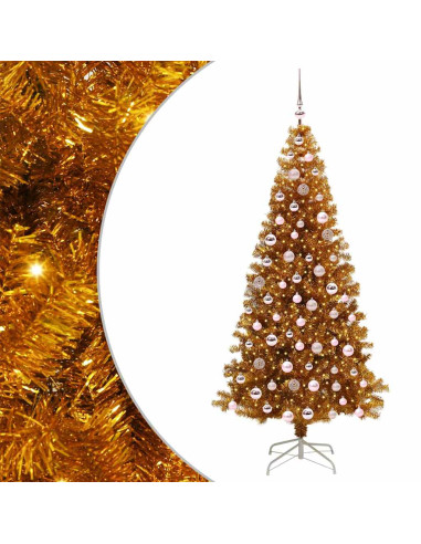 Albero di Natale con 300 LED con supporto Oro 210 cm PET