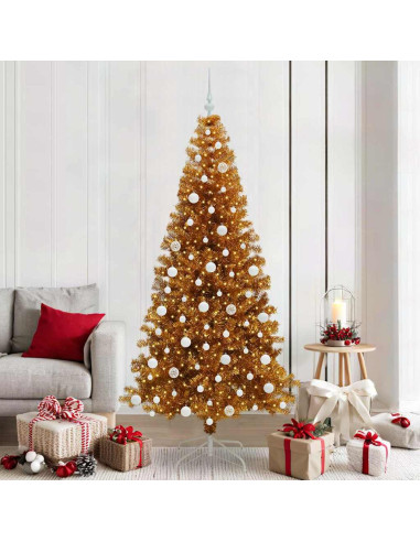 Albero di Natale con 300 LED con supporto Oro 210 cm PET