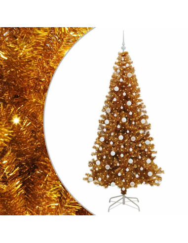 Albero di Natale con 300 LED con supporto Oro 210 cm PET