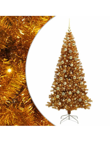 Albero di Natale con 300 LED con supporto Oro 210 cm PET