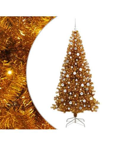 Albero di Natale con 300 LED con supporto Oro 210 cm PET