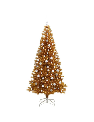 Albero di Natale con 300 LED con supporto Oro 210 cm PET