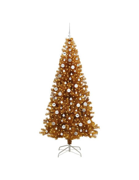 Albero di Natale con 300 LED con supporto Oro 210 cm PET