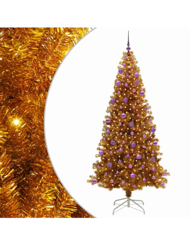 Albero di Natale con 300 LED con supporto Oro 210 cm PET