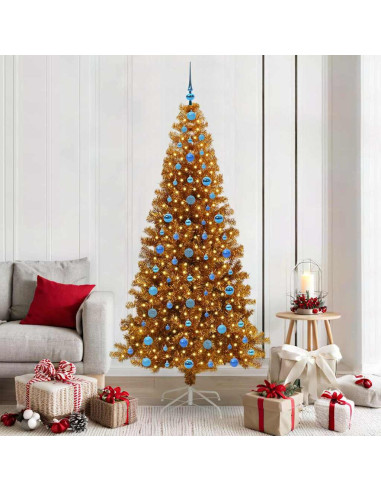 Albero di Natale con 300 LED con supporto Oro 210 cm PET