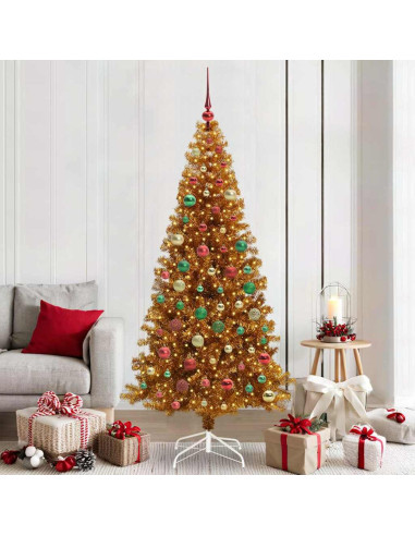 Albero di Natale con 300 LED con supporto Oro 210 cm PET