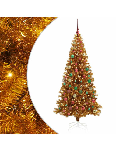 Albero di Natale con 300 LED con supporto Oro 210 cm PET