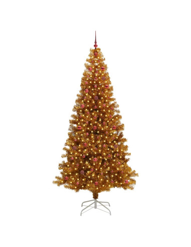 Albero di Natale con 300 LED con supporto Oro 240 cm PET