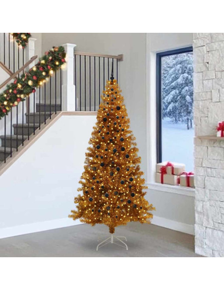 Albero di Natale con 300 LED con supporto Oro 240 cm PET