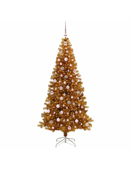Albero di Natale con 300 LED con supporto Oro 240 cm PET