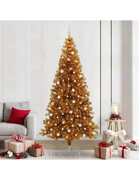 Albero di Natale con 300 LED con supporto Oro 240 cm PET